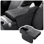 HTMCK Multifunctional Car Armrest Cushion, Center Console Cover with Tissue Holder, Cup Slot and Side Pockets