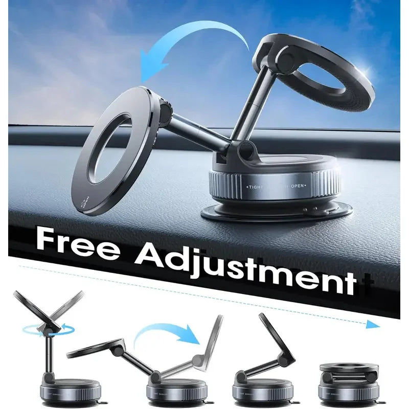 Folding Strong Magnet Magnetic Phone Holder 360° Rotation Desk Car Vacuum Suction Wind close-up view