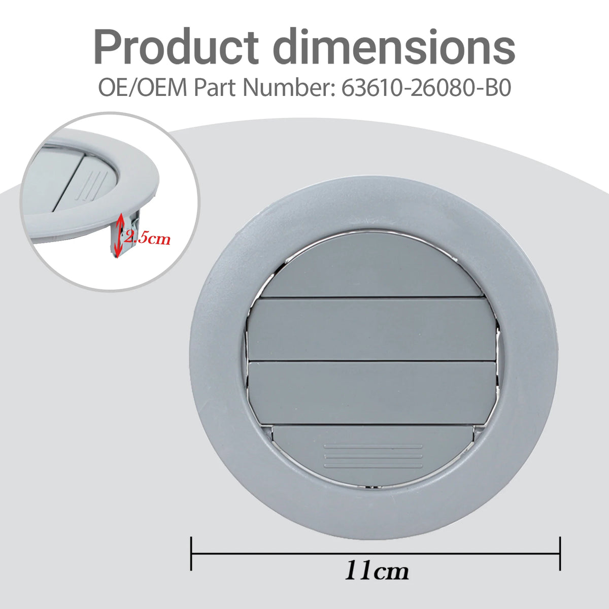 1PCS Air Vent AC Roof Register Assy For Toyota Hiace/Quantum/Commuter Air Outlet Cover 63610-26080-B0 Car accessories
