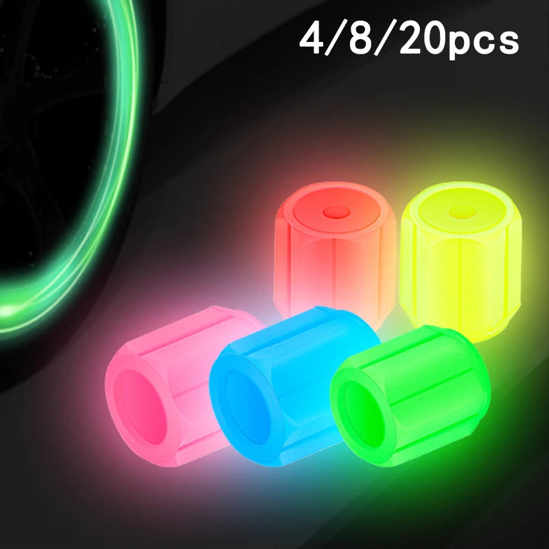 Luminous Tire Valve Caps 6 Colors Car Motorcycle Glowing Valve Cover Car Tire Wheel Hub Styling Tool