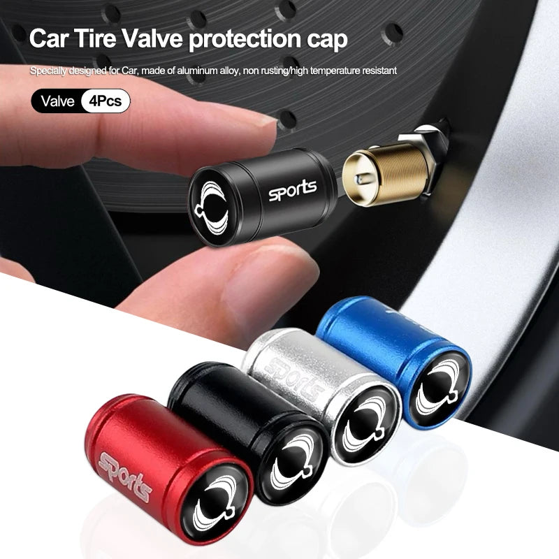 4Pcs Metal Tire Valve Caps | Dust Proof Aluminum Alloy Car Accessories
