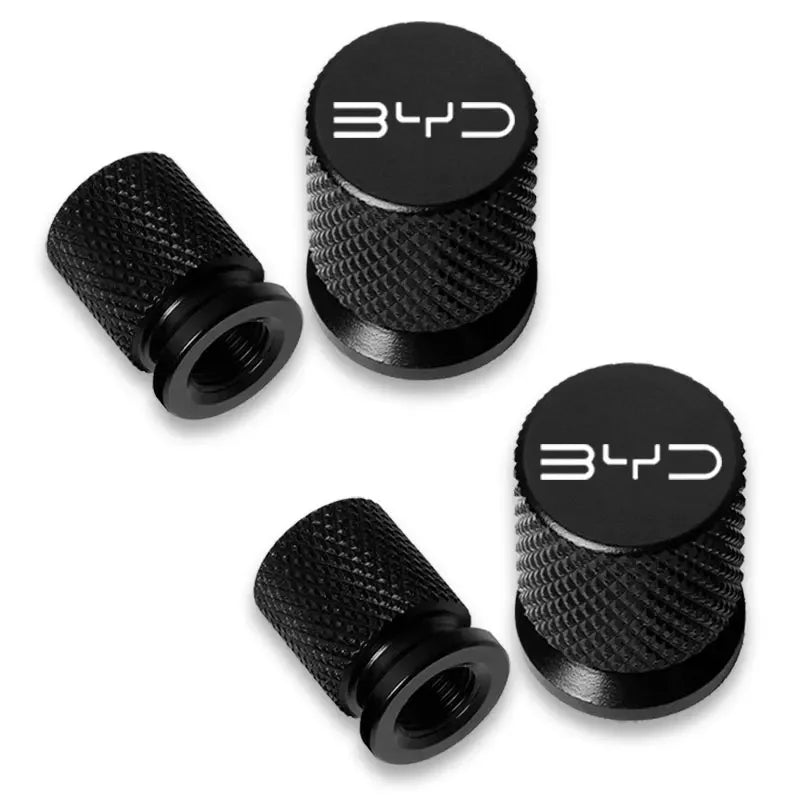 Car Tire Valve Stem Caps with Logo for BYD ATTO 3 Song Plus | 4 Pack CNC Aluminum