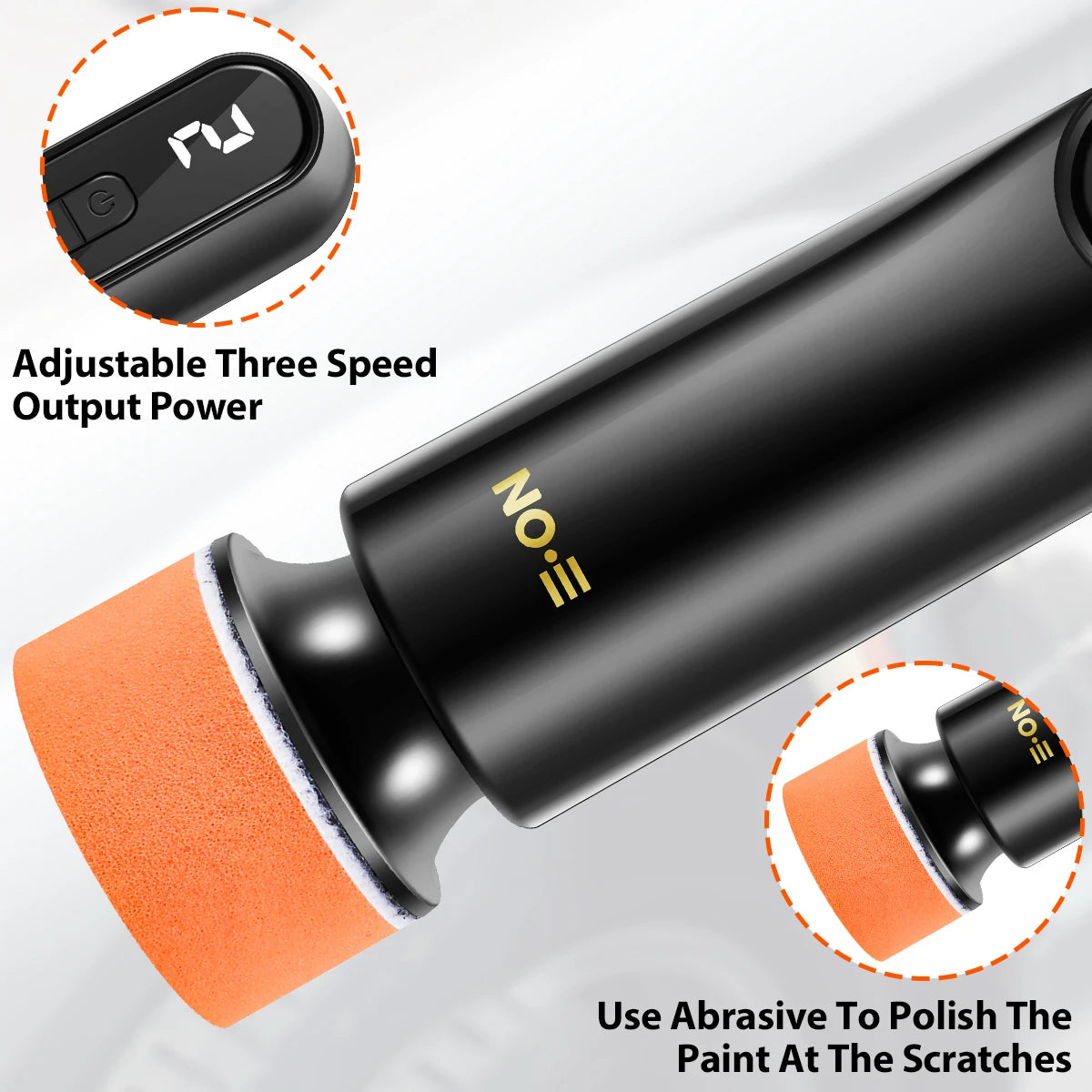 Car Polishing Machine Wireless Electric Polishing Sanding Wax Tool for vehicle Paint S close-up view