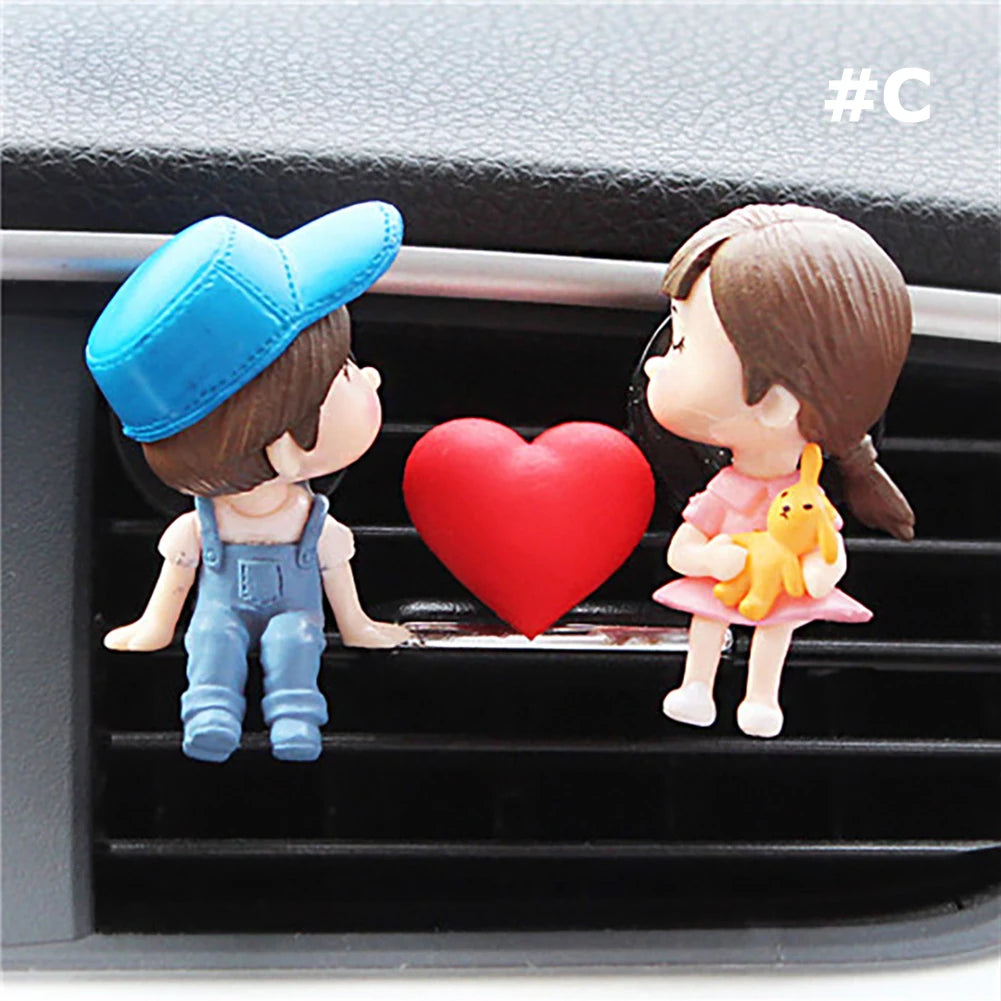 Lovely Couple Car Air Vent Freshener Essential Oil Perfume Clip Scent Aromas Diffuser Decor Fragrance Auto Interior Accessories