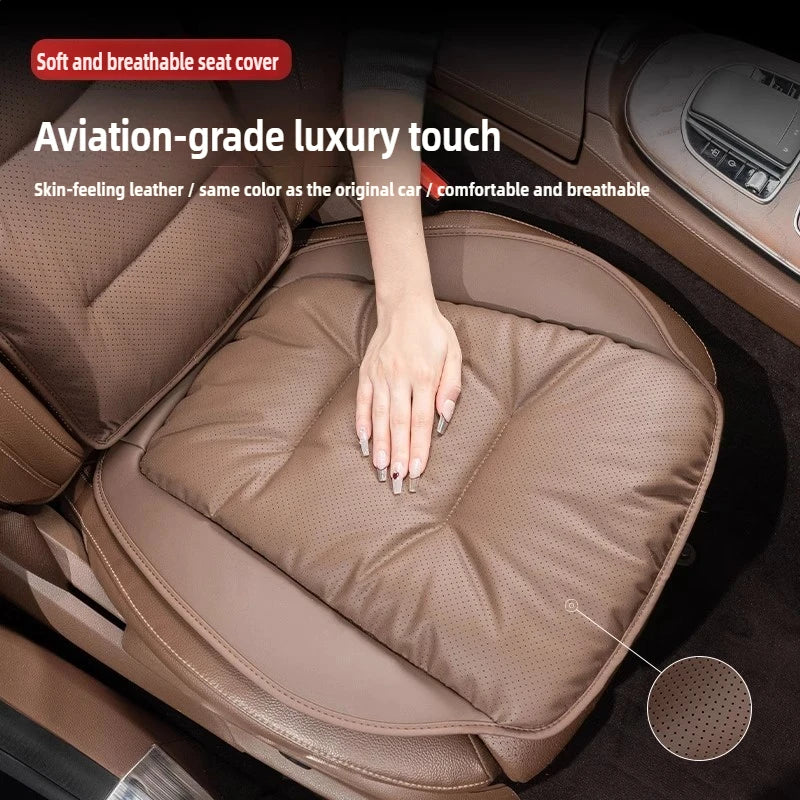 New Car Seat Cushion Waist Cushion for Most Cars Breathable and Ventilated Nappa Leather All Season Seat Cushion