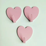 Three Heart-Shaped Hooks with Strong Adhesive,Perfect for Hanging Decorations in Kitchens, Bathrooms