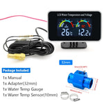 HD Car LCD Water Temperature Meter Thermometer Voltmeter Gauge | 2in1 Temp & Voltage alternate view