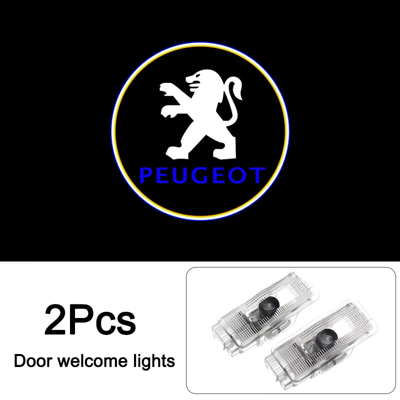 HD LED Welcome Light Car Door Projector Lamps for Peugeot Models | Carbon Fiber Black alternate view