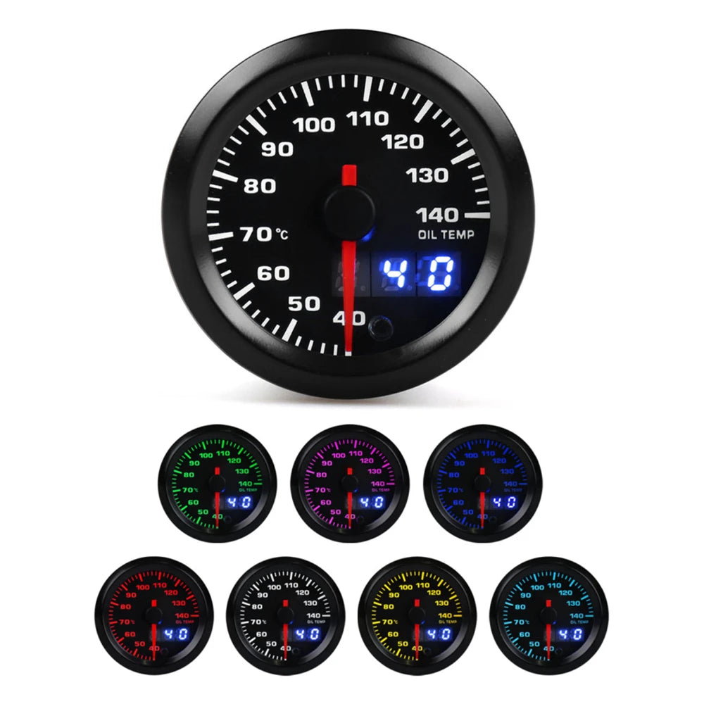 52mm 7 Color LED Tachometer Gauge Set | Boost, Water Temp, Oil Temp, Oil Pressure, Voltm detail view