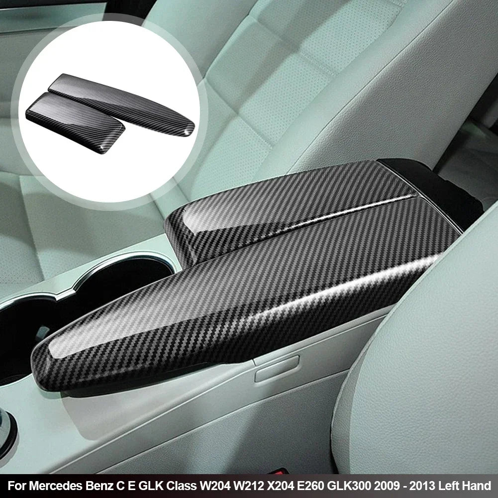 For Mercedes Benz C Class W204 GLK X204 Car Stickers Stowing Tidying Armrest Box Panel Carbon fiber