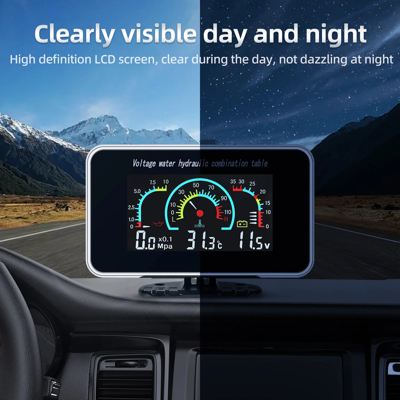 3 in 1 Car LCD Digital Gauge | Voltmeter Oil Pressure Water Temp 12-24V lifestyle view