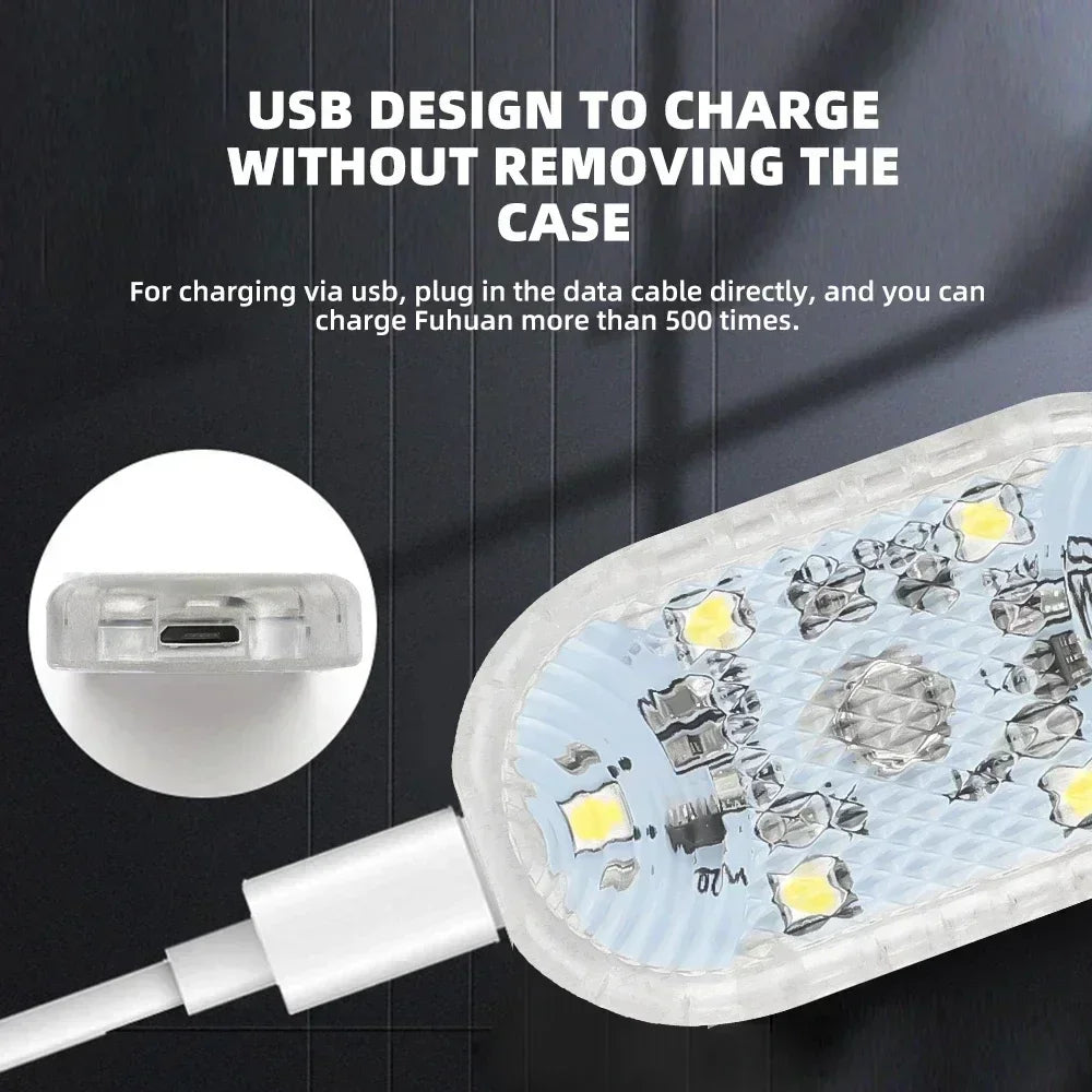 Wireless USB Rechargeable LED Lights for Car Interior detail view