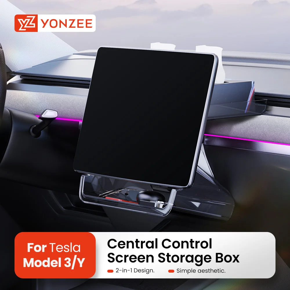 YZ Hidden Screen Storage Box for Tesla Model 3 Y Highland Juniper 2021-2025 | Magnetic Magsafe Stora