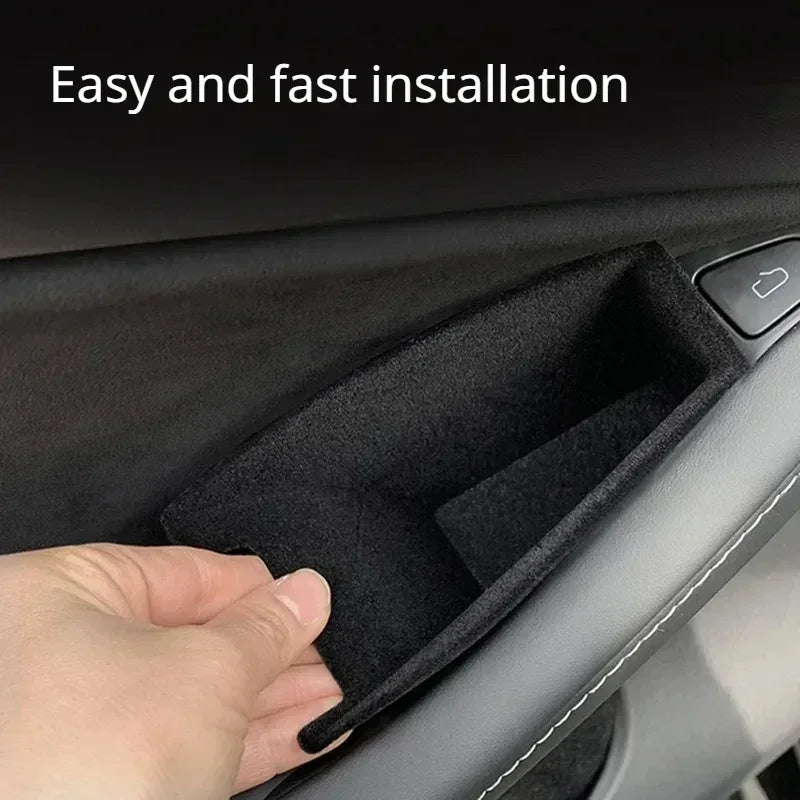 Tesla Model Y Juniper Model 3 Highland Door Storage Box | Armrest Phone Container Orga close-up view