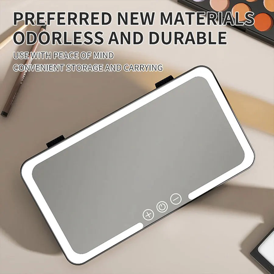Car Sun Visor Vanity Mirror with 3 Modes Touch Screen Light Detachable Auto Interior Makeup USB Rechargeable Portable for Travel