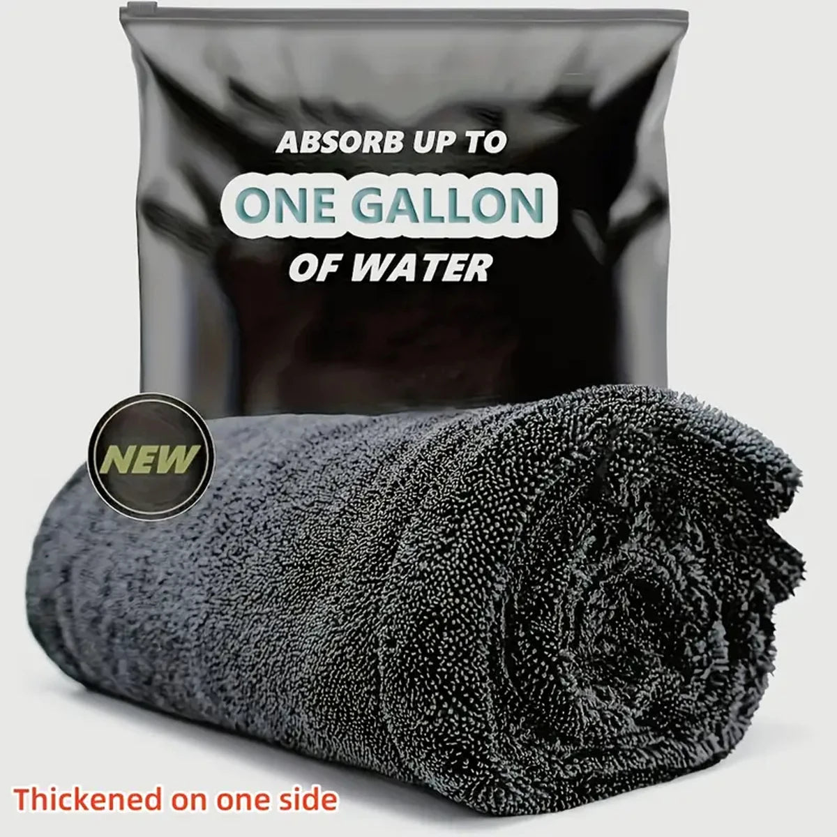 Dark gray car microfiber towel, oversized strong absorbent car wash cloth, high-efficiency cleaning
