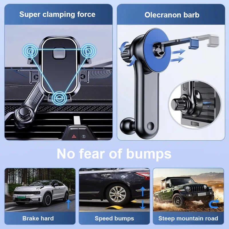 BLALION Car Phone Holder Gravity GPS Support 360 Degree Rotatable Anti Shaking Car Air close-up view