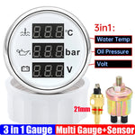 3 In 1 Digital 52mm Gauge with Alarm | Water Temperature, Oil Pressure, and Voltage Moni detail view