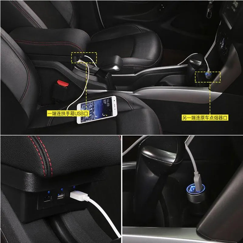 For Peugeot 2008 Armrest box 2012-2018 Car Storage Box With USB Charging Auto Retrofit Parts Interior Details Car Accessories