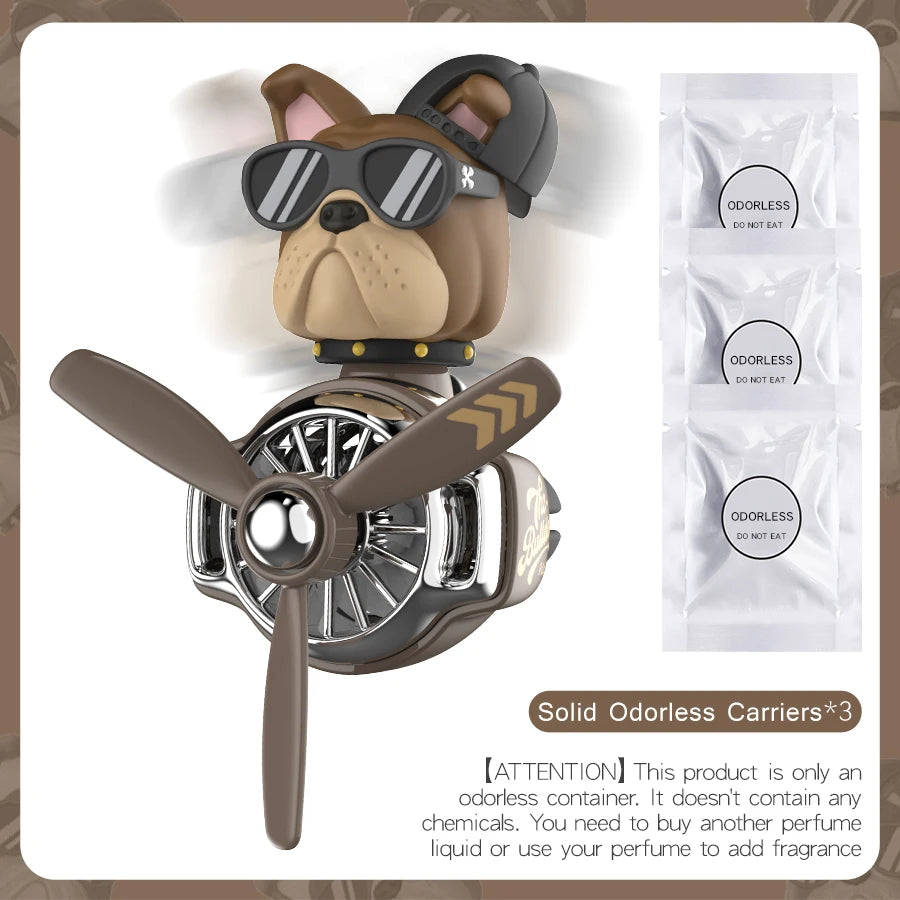 DIY Car Air Freshener | Bulldog Pilot Head Shake Rotate Plane Decor Aroma Diffuser alternate view