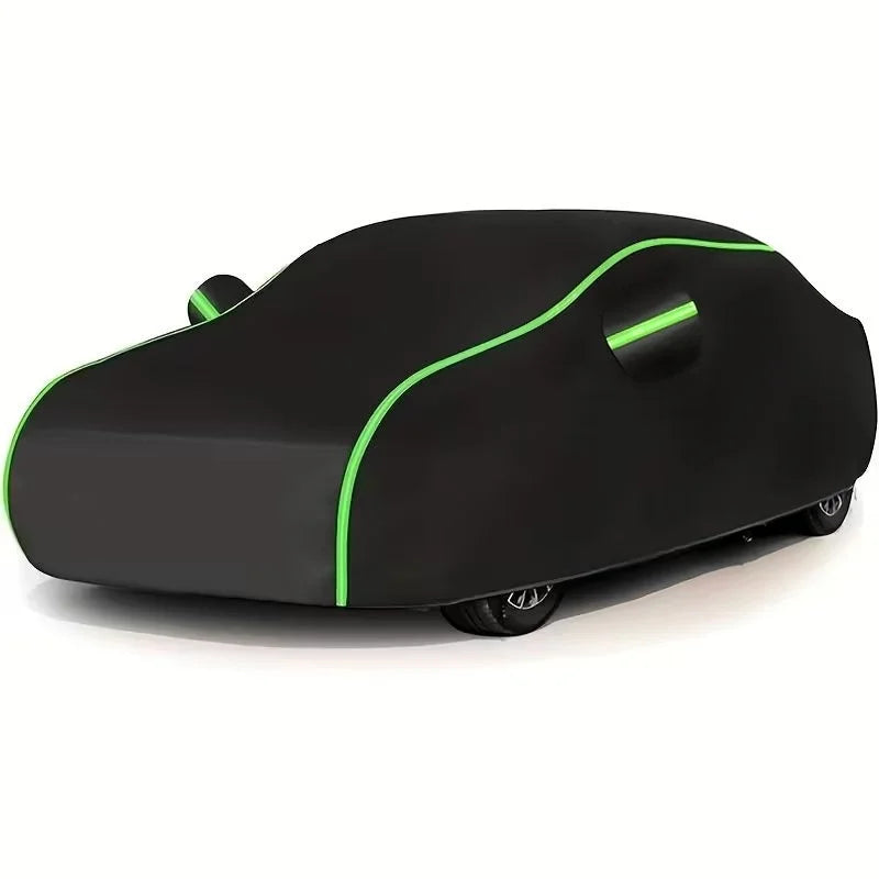 Universal Car Cover with Reflective Strip | Black Outdoor Dust and Snow Protection