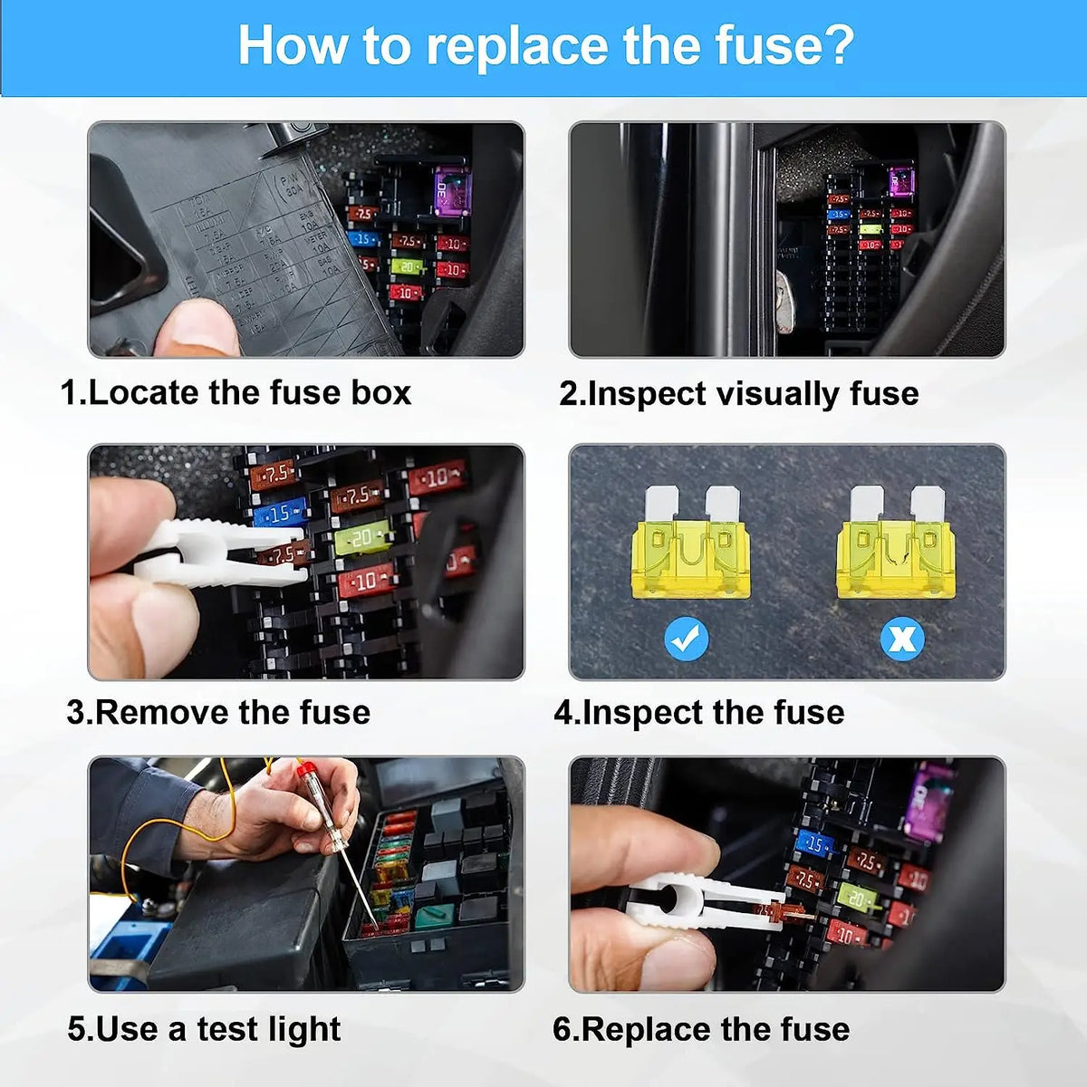 180Pcs Car Fuses Assorted Kit, 60 Mini Blade Car Fuse +60 Standard Fuse Automotive +60 M detail view