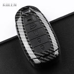 ABS Carbon Fiber Style Car Key Case Cover For Hyundai i30 ix25 Elantra KONA Solaris Azera Grandeur TM Accent Santa Fe Keychain