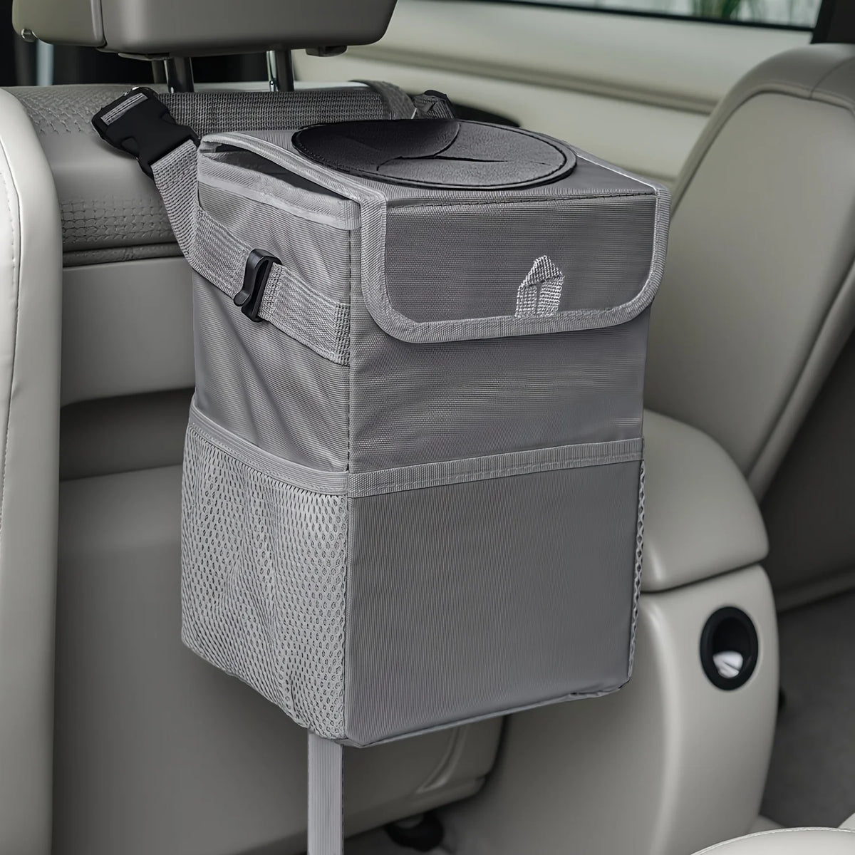 3-in-1 Car Trash Can with Lid & Waterproof Storage Bag alternate view