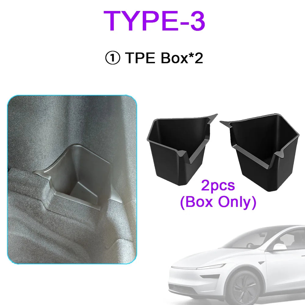 For Tesla Model Y Juniper 2025 2026 Trunk Side Storage Box | TPE Organizer Cover Plat alternate view
