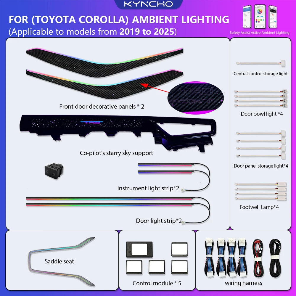 For toyota corolla Car LED Lighting Lamp Ambient Lighting Kit Symphony Car Ambient additional angle