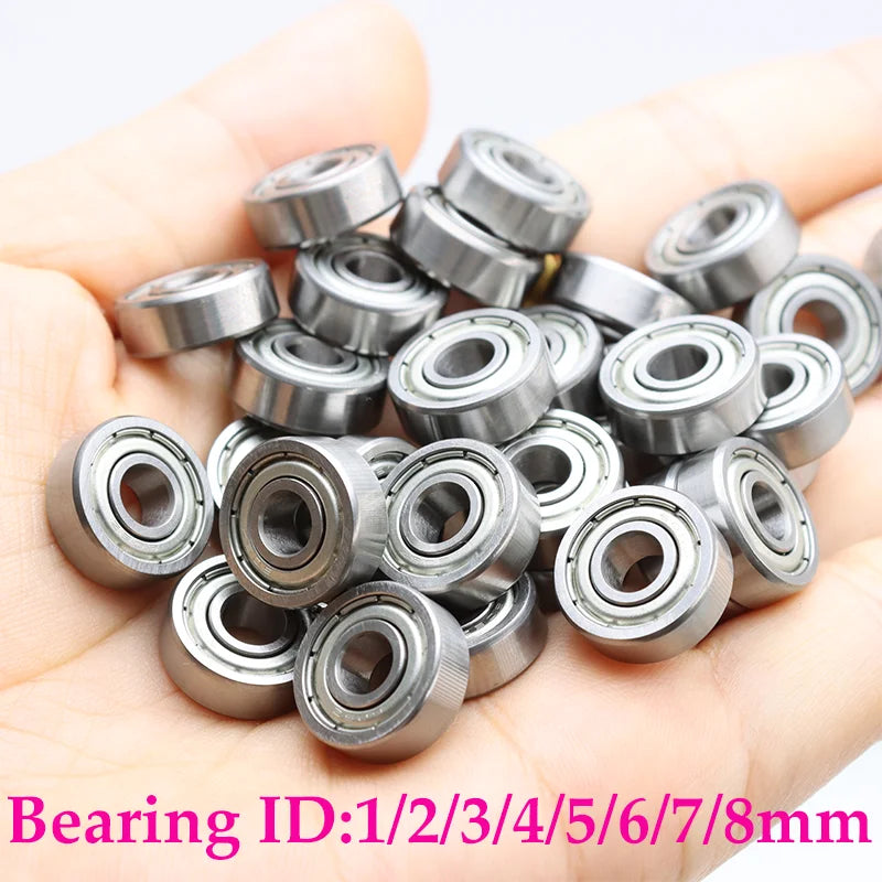 Miniature Deep Groove Carbon Steel Bearing 2mm-12mm Bore Metal Sealed