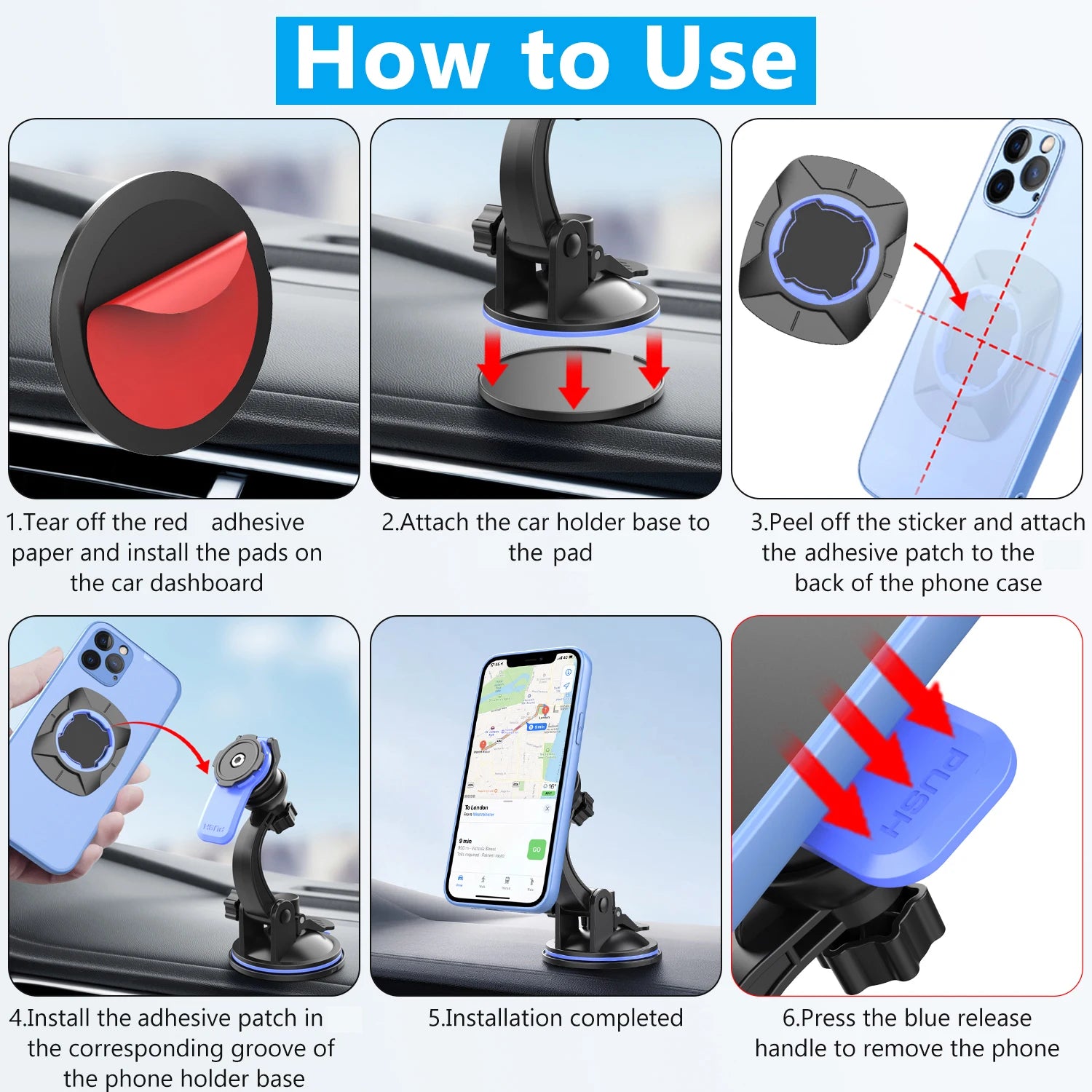 Car Phone Mount for Dashboard and Windshield | Universal 360° Rotatable Holder additional angle