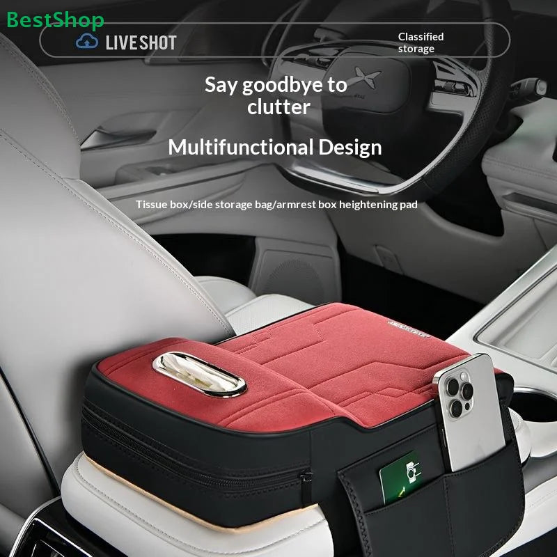 〔Vic〕Car Armrest Cushion with Tissue Box & Storage Pocket - Memory Foam Arm Rest Pad lifestyle view