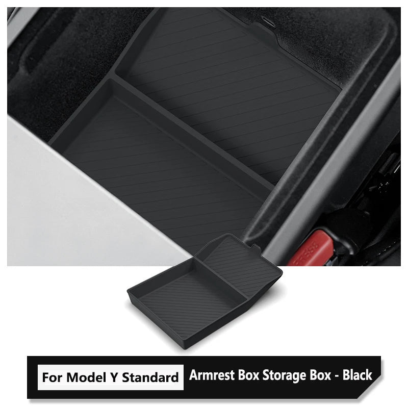 for Tesla Model Y Standard 2026 Accessories Center Console Storage Organizer Box Armrest Box Storage Tray Protection Mat