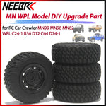 4PCS 73mm 5mm Hex 1/12 RC Car Crawler Off Road Rubber Tires Wheel for MN99 MN98 MN82 WPL C24-1 B36 D