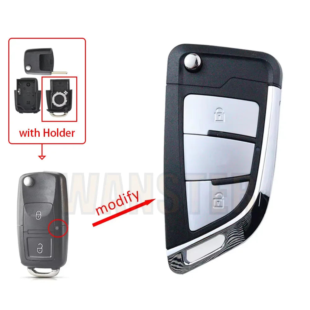 Car Key Fob Case Shell Housing for Vw B5 for Volkswagen Beetle/Caddy/Passat/Golf/Jetta close-up view