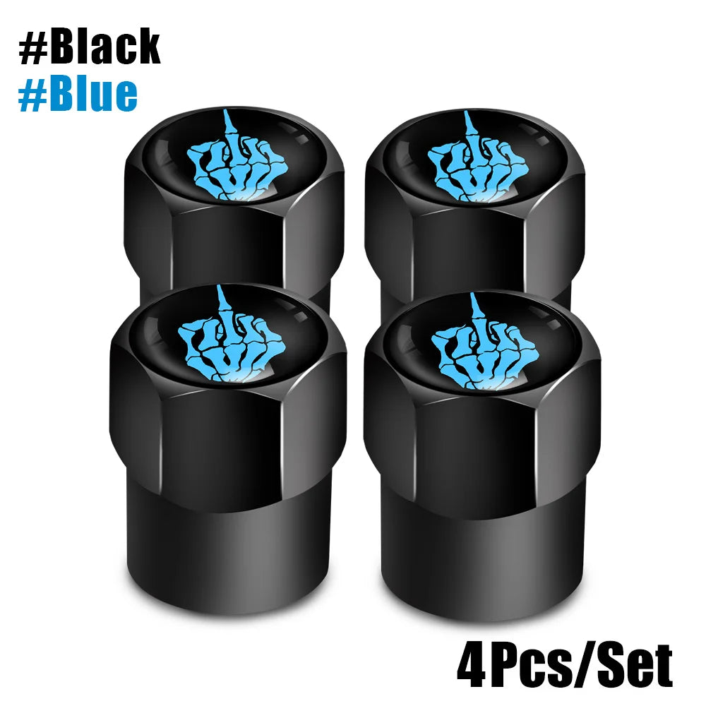 Red Skull Valve Stem Caps | 4-Pack Aluminum Alloy Tire Valve Covers for Cars, Trucks, alternate view
