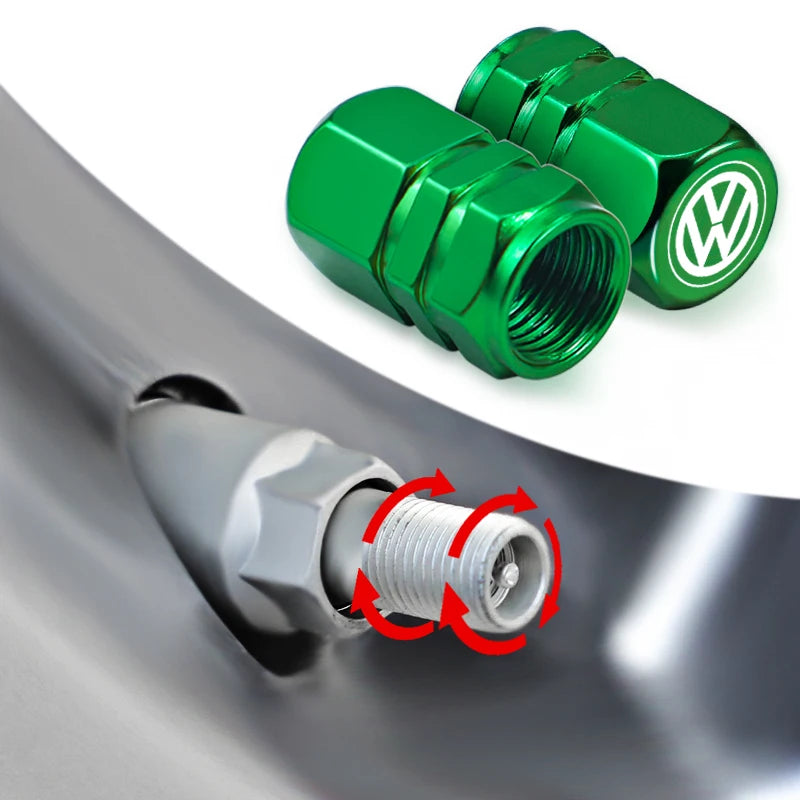 4Pcs Car Wheel Valve Air Core Caps | Aluminum Alloy Tire Accessories for VW Models close-up view