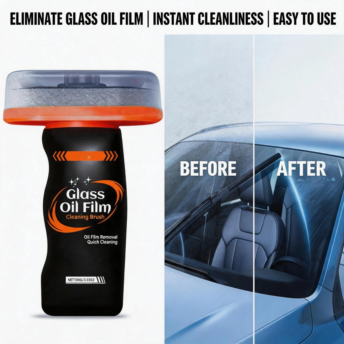 Professional Car Glass Oil Film Remover Windshield Cleaning Brush Anti-Fog Brightening Windows Polis