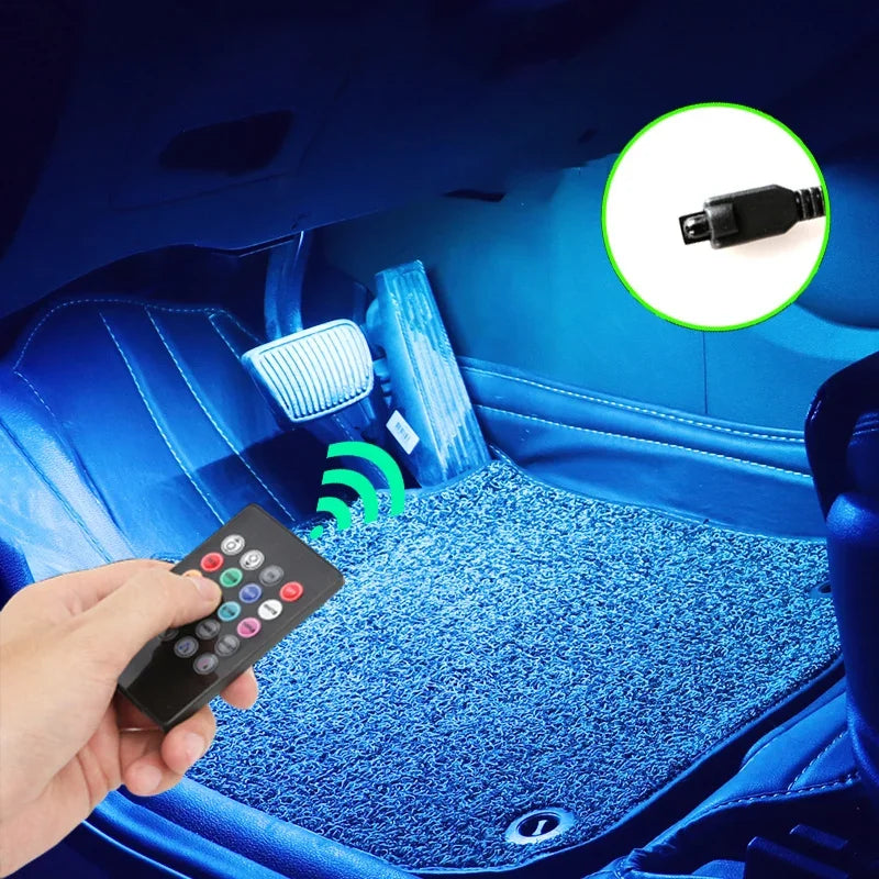 Neon LED Car Interior Ambient Foot Strip Light Kit Accessories RGB Backlight Remote A lifestyle view