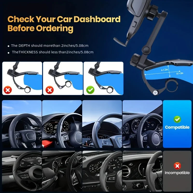 Lcars Car Dashboard Phone Holder, Vertical Screen Gravity Fixed Support Bracket for Car Interior Navigation and Entertainment