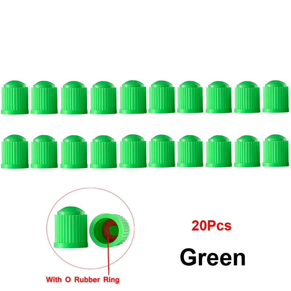 Universal Tire Valve Caps with Rubber Seal | 20 Pack Dust Covers for Cars, Trucks, SUVs, detail view