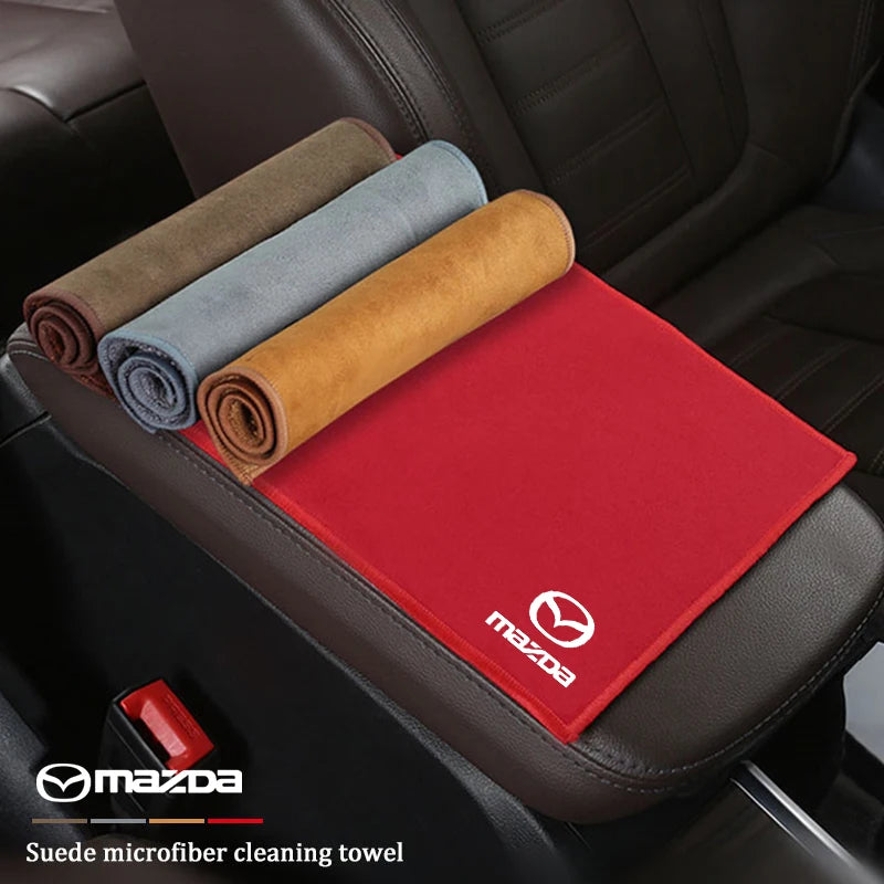 Car Microfiber Cleaning Towel | Soft Suede Drying Cloth for Mazda Models