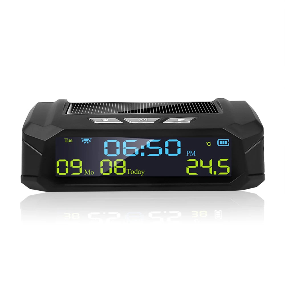 Solar Car Digital Clock with LCD Time Date and Temperature Display | TPMS Look Auto I alternate view