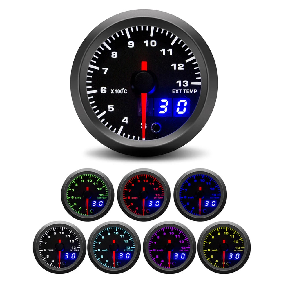52mm 7 Color LED Tachometer Gauge Set | Boost, Water Temp, Oil Temp, Oil Pressure, Vol close-up view