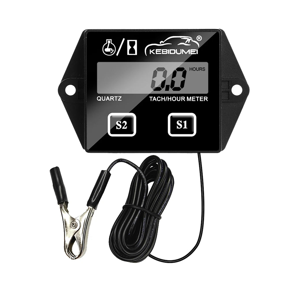 Digital Engine Tach Hour Meter Tachometer Gauge Inductive Display | For Motorcycle Mar close-up view