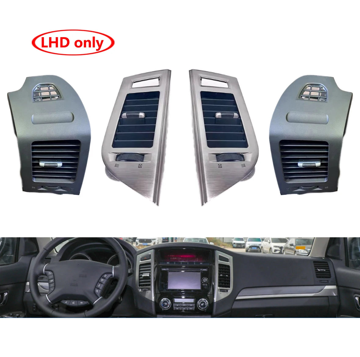 4pcs LHD for Mitsubishi Pajero Montero V87 V93 V95 V97 V98 2007 2008-2022 Car dashboard air conditioner air outlet AC vent
