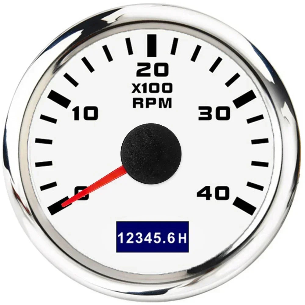52mm Tachometer with Hourmeter | 7 Color Backlight RPM Gauge for Car Boat close-up view