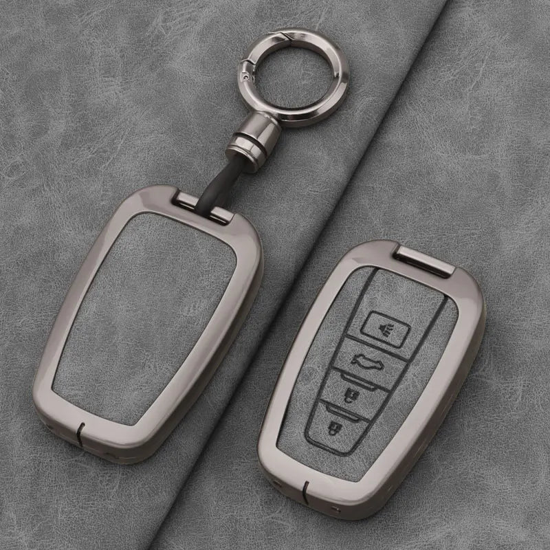 Leather Remote Key Chain Ring Case Cover Shell Protect For Toyota CHR Camry Corolla R lifestyle view