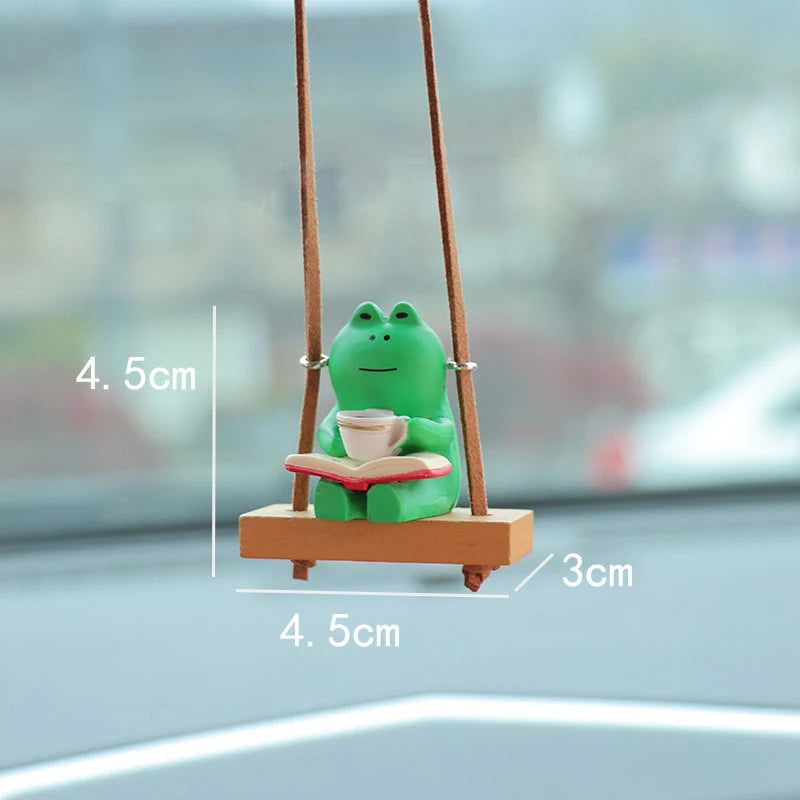 Car Rearview Mirror Pendant Swinging Frog Rear View Mirror Swinging Frog Charm Pendant Cute Interior Rearview Mirror Decoration